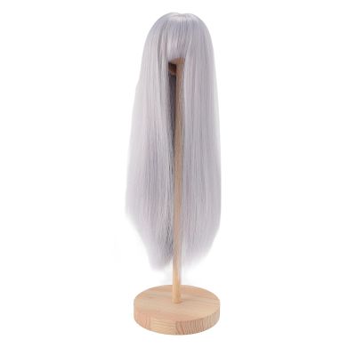1/4 Doll Wig DIY Simulated Scalp High Temperature Silk Ball Jointed Doll Wig Long Straight Hair with Bangs for 7 to 8in Dolls Styling Hair Replacement (Haze Blue)