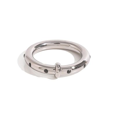 Stainless Steel Glossy Black Rhinestone Circle Ring For Unisex Jewelry Gift Party Arrival 1Pcs(JDR2407011-S_7)