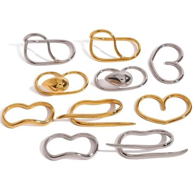 IREAKZGN Minimalist Geometric Line Double Finger Ring SET Stainless Steel Minimalist Jewelry Gift 1Pcs(JDR2407028-S)