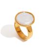 Irregular Pearl Ring Stainless Steel Jewelry Minimalist Geometry Luxury Ring 1Pcs view 1