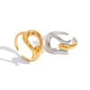 Two Color Irregular Skeleton Rings Metal Stainless Steel Finger Jewelry Glossy Minimalist Geometric Rings For Gift 1Pcs(JDR0304006) view 1