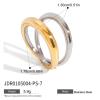 IREAKZGN Two Color Hollow Geometric Double Layer Rings For Gift Stainless Steel Finger Jewelry Minimalist Style 1Pcs view 2