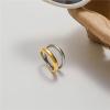 IREAKZGN Two Color Hollow Geometric Double Layer Rings For Gift Stainless Steel Finger Jewelry Minimalist Style 1Pcs view 3