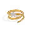 IREAKZGN Sweet Romantic Stainless Steel Rhinestone Pentagram Three-layer Ring Women Jewelry Party 1Pcs(8) view 1