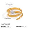 IREAKZGN Sweet Romantic Stainless Steel Rhinestone Pentagram Three-layer Ring Women Jewelry Party 1Pcs(8) view 2