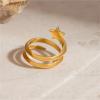 IREAKZGN Sweet Romantic Stainless Steel Rhinestone Pentagram Three-layer Ring Women Jewelry Party 1Pcs(8) view 4