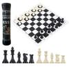 GETORIUM Tournament Chess Set: Portable and Professional Set with Travel Portable Plastic Tube Roll. Plastic Staunton Chess Pieces, Foldable Vinyl Chess Board. (Black Board, 13X13IN) view 1