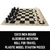 GETORIUM Tournament Chess Set: Portable and Professional Set with Travel Portable Plastic Tube Roll. Plastic Staunton Chess Pieces, Foldable Vinyl Chess Board. (Black Board, 13X13IN) view 4