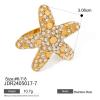 IREAKZGN Shiny Starfish Multiple Rhinestone Inlaid Stainless Steel Ring Women Ocean Beach Jewelry Accessory 1Pcs(JDR2405017) view 2
