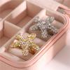 IREAKZGN Shiny Starfish Multiple Rhinestone Inlaid Stainless Steel Ring Women Ocean Beach Jewelry Accessory 1Pcs(JDR2405017) view 3