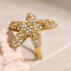 IREAKZGN Shiny Starfish Multiple Rhinestone Inlaid Stainless Steel Ring Women Ocean Beach Jewelry Accessory 1Pcs(JDR2405017) view 4