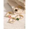 IREAKZGN Stainless Steel Open Ring Color Bling Charm Jewelry Gift 1Pcs(JDRW2401004-WT) view 3