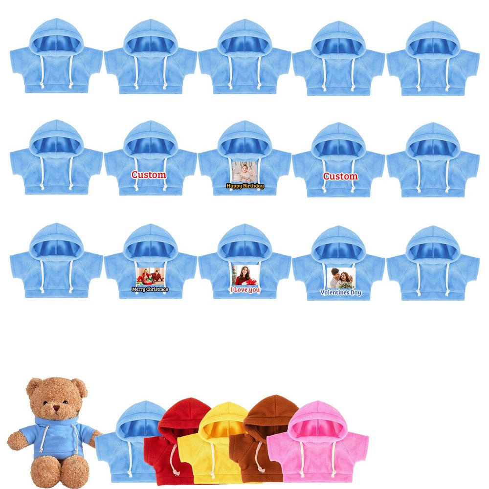 DRAJOIN 15 Pcs Custom Clothes for Teddy Bears with Text Photo, Personalized Stuffed Animal Clothes Fit 8-16 inch Stuffed Bear Sweater Outfit, Custom Doll Clothing Make Your Own Plush Doll Shirt