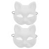 Abaodam 2Pcs Unpainted Cat Masquerade Masks for DIY Painting Plastic Blank Masks with Mesh Eyes Suitable for Halloween Cosplay Birthday and Holiday Parties Artistic Handcraft Supplies view 1