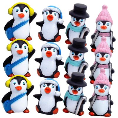 Beaupretty 12Pcs Miniature Penguin Figurines Small Cartoon Decoration for Cake Topper Indoor Outdoor Use Play Pretend Photo Prop Ornament