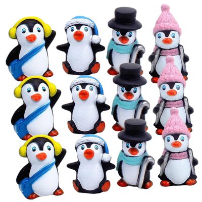 Beaupretty 12Pcs Miniature Penguin Figures Micro Statue Cake Decorations Multipurpose Tabletop Ornaments for Home Party and Micro Landscape Play