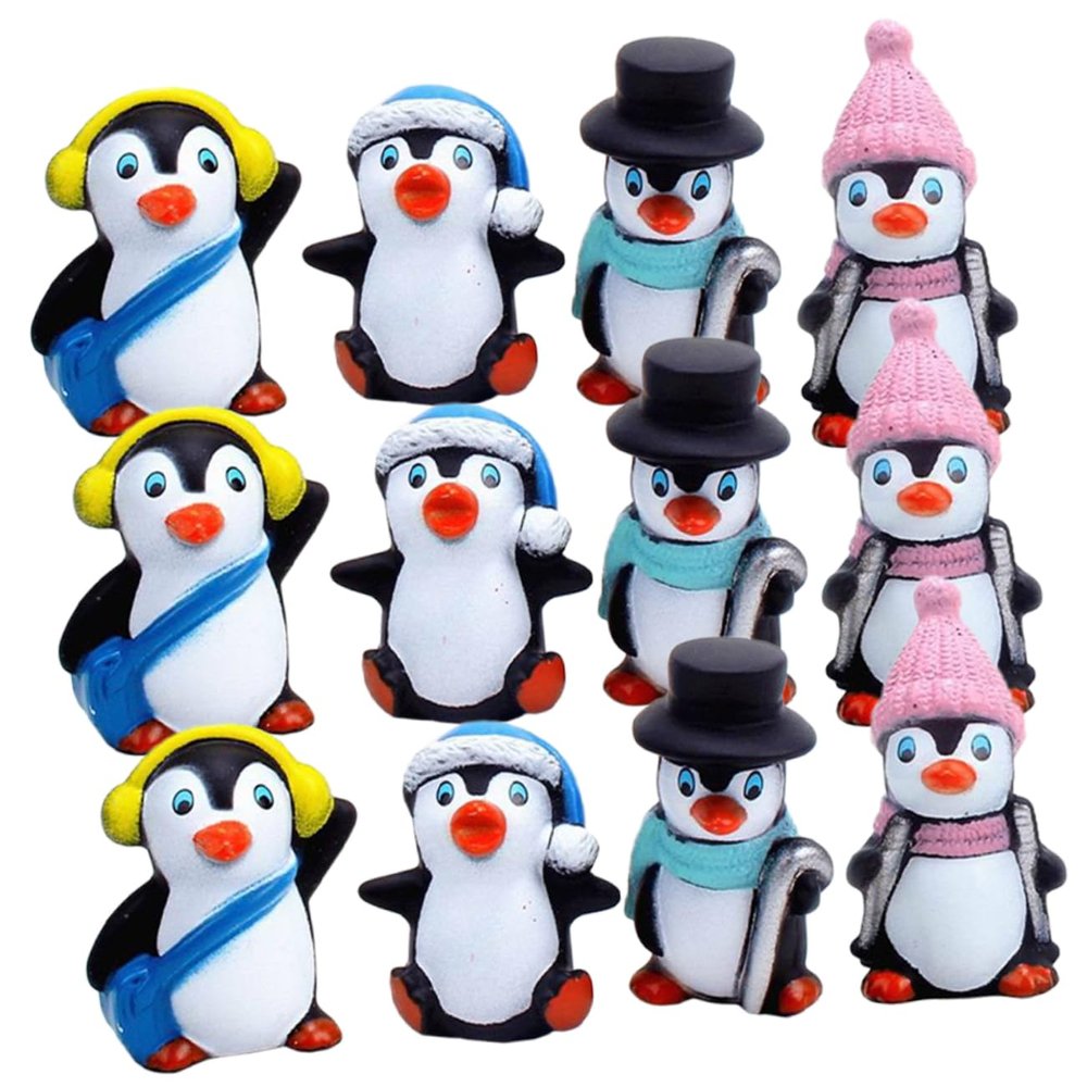 Beaupretty 12Pcs Miniature Penguin Figures Micro Statue Cake Decorations Multipurpose Tabletop Ornaments for Home Party and Micro Landscape Play