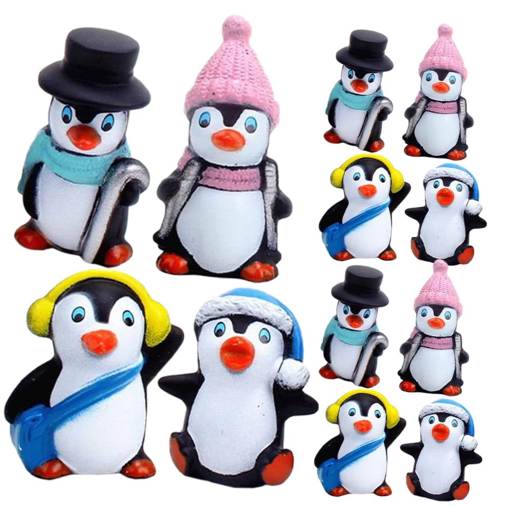 BESPORTBLE 12Pcs Miniature Penguin Figurines Micro Penguin Statues Cute Cartoon Cake Decorations for Boys Decor Indoor Outdoor Use Realistic Small