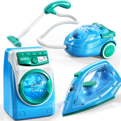 KIZONLY Toy Cleaning Set for Toddlers 1-3, Kids Cleaning Toy with Toddler Vacuum Cleaner, Toy Washing Machine, Small Iron, Light and Sound, Pretend Play Birthday Gifts for 3 4 5 6 7 8 Year Old Girl