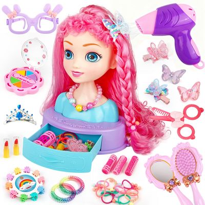Kryonixty 4-in-1 Doll Head for Hair Styling Kids-9Inch,41pcs Hair Salon Toys Makeup Kit Princess Accessories Pretend Play Toys Birthday Gifts for 3-8 Year Old Girls