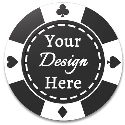 100 Custom Plastic Poker Chips, Double Sided Full-Color Print Personalized Logo, Image or Text, Drink Token Chips for Wedding, Bar, Party, Event, Store Coupons (Black)