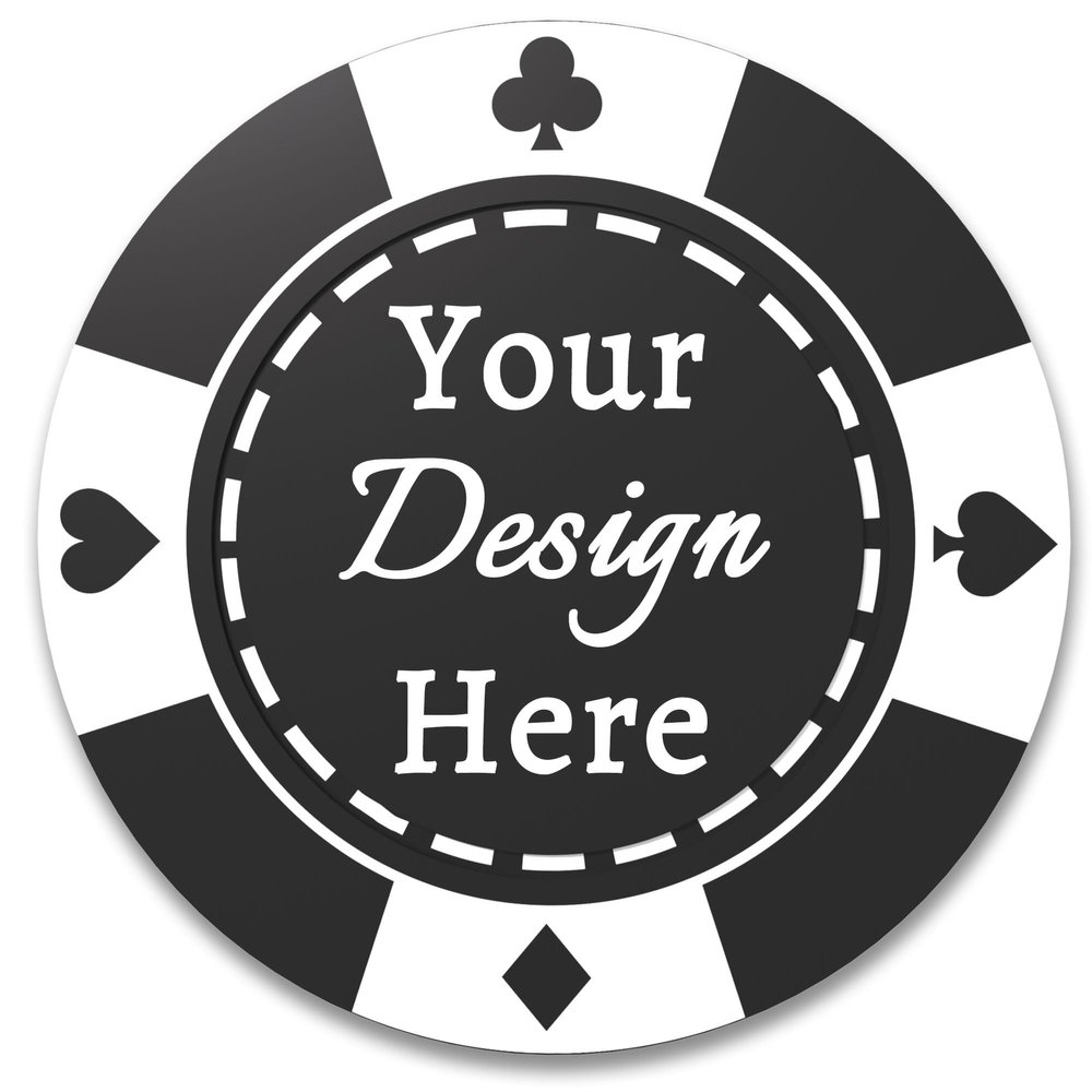 100 Custom Plastic Poker Chips, Double Sided Full-Color Print Personalized Logo, Image or Text, Drink Token Chips for Wedding, Bar, Party, Event, Store Coupons (Black)