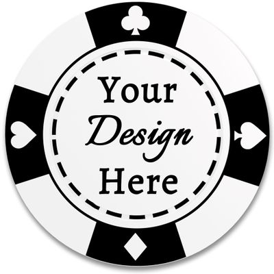 100 Custom Plastic Poker Chips, Double Sided Full-Color Print Personalized Logo, Image or Text, Drink Token Chips for Wedding, Bar, Party, Event, Store Coupons (White)