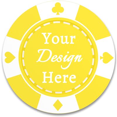 100 Custom Plastic Poker Chips, Double Sided Full-Color Print Personalized Logo, Image or Text, Drink Token Chips for Wedding, Bar, Party, Event, Store Coupons (Yellow)