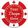 100 Custom Plastic Poker Chips, Double Sided Full-Color Print Personalized Logo, Image or Text, Drink Token Chips for Wedding, Bar, Party, Event, Store Coupons (Red) view 1