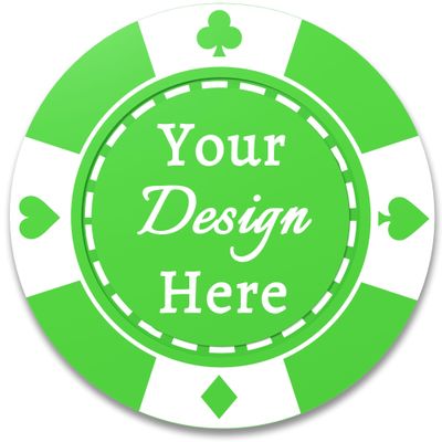 100 Custom Plastic Poker Chips, Double Sided Full-Color Print Personalized Logo, Image or Text, Drink Token Chips for Wedding, Bar, Party, Event, Store Coupons (Green)