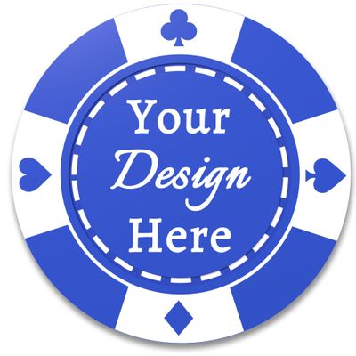 100 Custom Plastic Poker Chips, Double Sided Full-Color Print Personalized Logo, Image or Text, Drink Token Chips for Wedding, Bar, Party, Event, Store Coupons (Blue)