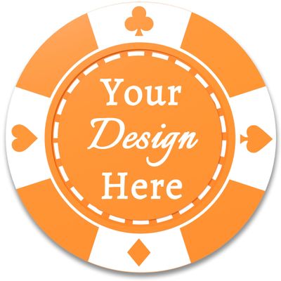 100 Custom Plastic Poker Chips, Double Sided Full-Color Print Personalized Logo, Image or Text, Drink Token Chips for Wedding, Bar, Party, Event, Store Coupons (Orange)