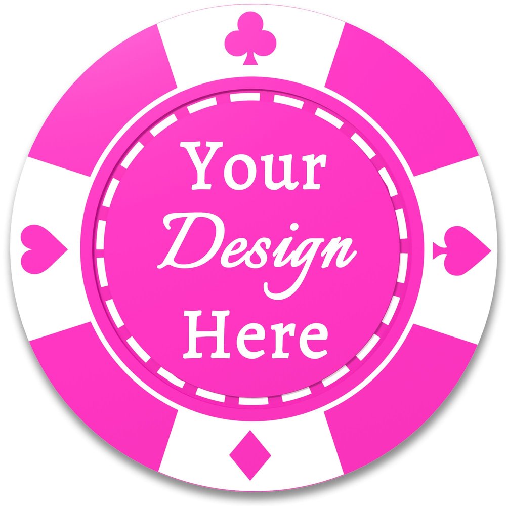 100 Custom Plastic Poker Chips, Double Sided Full-Color Print Personalized Logo, Image or Text, Drink Token Chips for Wedding, Bar, Party, Event, Store Coupons (Rose Red)