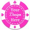 100 Custom Plastic Poker Chips, Double Sided Full-Color Print Personalized Logo, Image or Text, Drink Token Chips for Wedding, Bar, Party, Event, Store Coupons (Rose Red) view 1