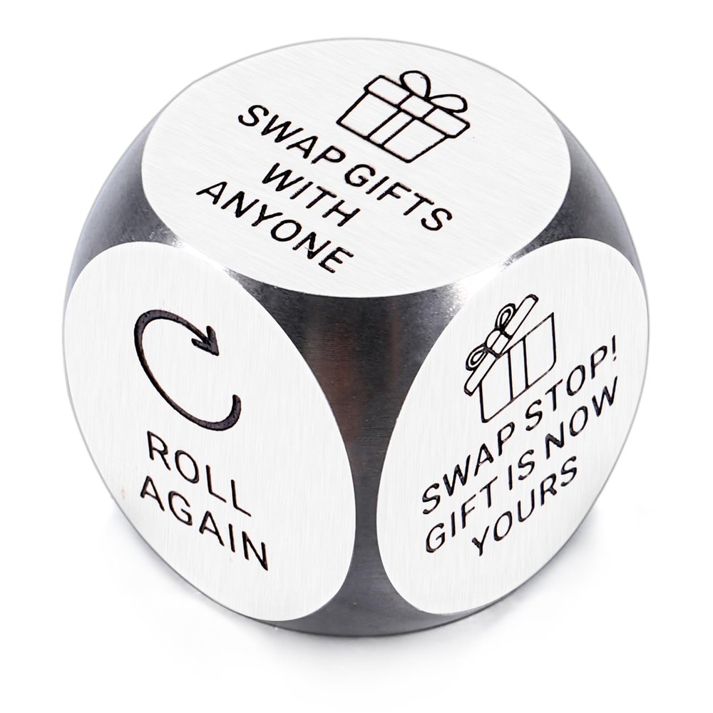 Delujouberst White Elephant Dice 2025 Gift Exchange Dice Santa Swap Gift Exchange Dice Christmas Party Games Gift for Families Exchange Dice Games for Women Men Adults Christmas Stocking Stuffers