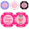 100 Custom Poker Chips, Personalized Plastic Drink Token Chips with Full-Color Double Sided Printing, Add Your Logo, Text or Image for Bar, Business Promotion, Casino Night, Board Games (Pink) view 1