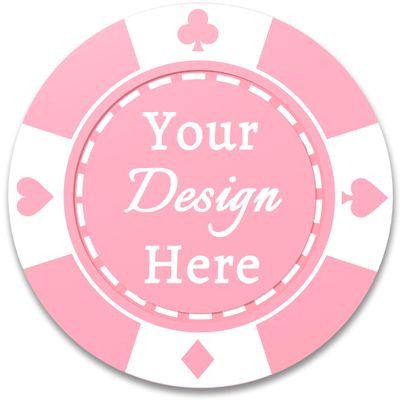 100 Custom Plastic Poker Chips, Double Sided Full-Color Print Personalized Logo, Image or Text, Drink Token Chips for Wedding, Bar, Party, Event, Store Coupons (Pink)