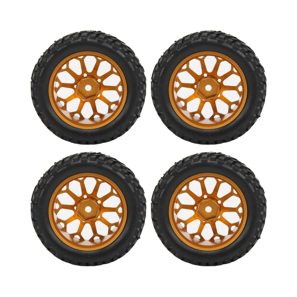 1/10 Scale RC Car Wheels and Tires Strong Grip and Handling for Remote Control Car Racing (Gold)