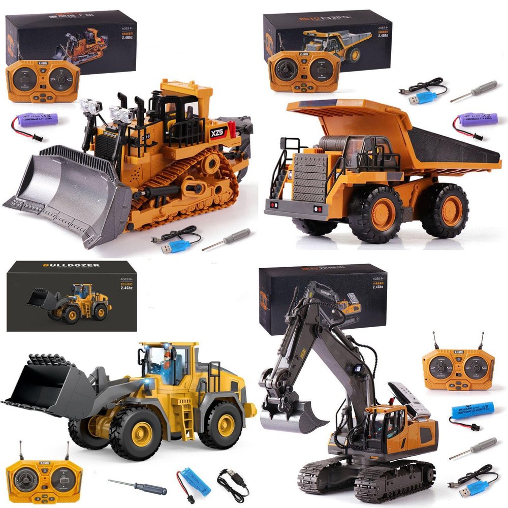 Mudsterz - Mudsterz Trucks, Mudsterz Excavator, 2.4GHz RC Construction Vehicle with Cool Lights and Real Sounds, Realistic Engineering Design, Metal Parts, Little Builders, Big Action (A1+B1+C1+D1)