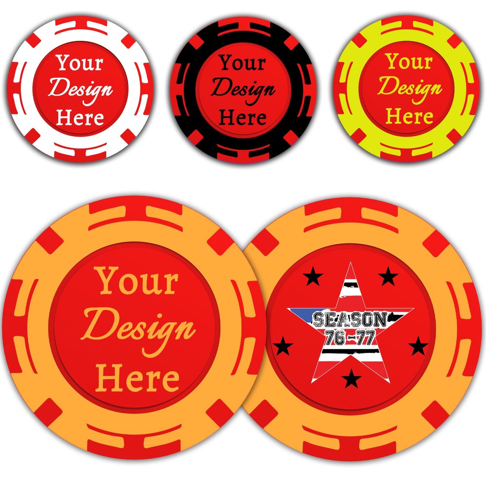 100 Custom Poker Chips, Personalized Plastic Drink Token Chips with Full-Color Double Sided Printing, Add Your Logo, Text or Image for Bar, Business Promotion, Casino Night, Board Games (Red)