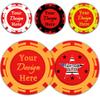 100 Custom Poker Chips, Personalized Plastic Drink Token Chips with Full-Color Double Sided Printing, Add Your Logo, Text or Image for Bar, Business Promotion, Casino Night, Board Games (Red) view 1
