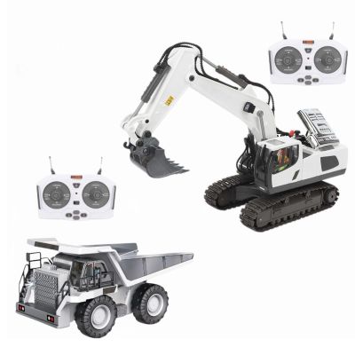 Mudsterz - Mudsterz Trucks, Mudsterz Excavator, 2.4GHz RC Construction Vehicle with Cool Lights and Real Sounds, Realistic Engineering Design, Metal Parts, Little Builders, Big Action (A2+B2)