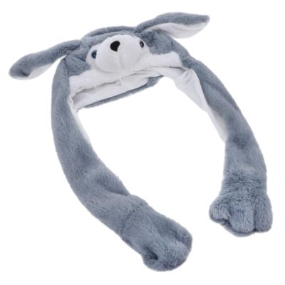 Beaupretty Funny Moving Ears Plush Warm Hat Gray Cap for Party Cosplay Halloween Christmas Photo Props