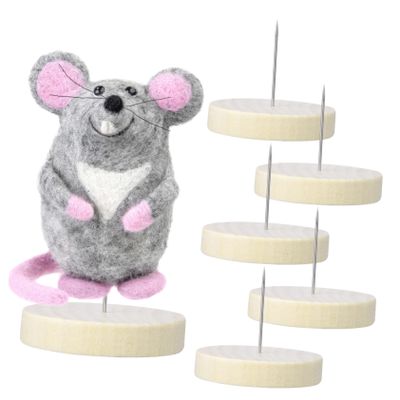 BESPORTBLE 6 Set Desktop Felt Doll Stand with Sturdy Metal Needle and Wooden Base Needle Felting Display Holder for Crochet Dolls and Handmade Animal Figures Craft Storage and Presentation