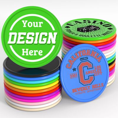 200-1000 Custom Plastic Poker Chips, Personalized Drink Token Chips, Double-Sided Color Print with Your Logo/Image/Text for Bar, Party, Events, Weddings, Schools, Promotions & Coupons (Green)