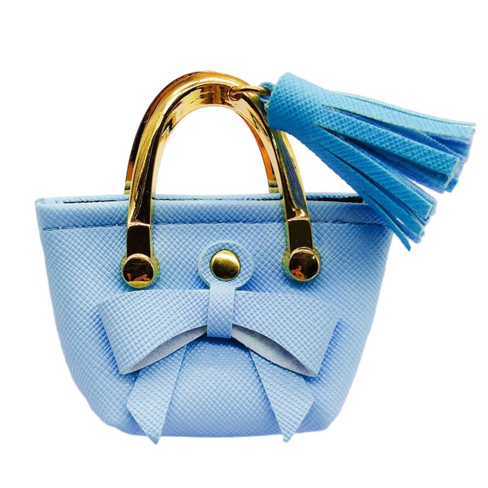 1/6 Mini Handbag Miniature Tote Bag Dollhouse Decoration Accessories Doll Dress Pu Leather for 12inch Dolls BJD Clothes, Light Blue