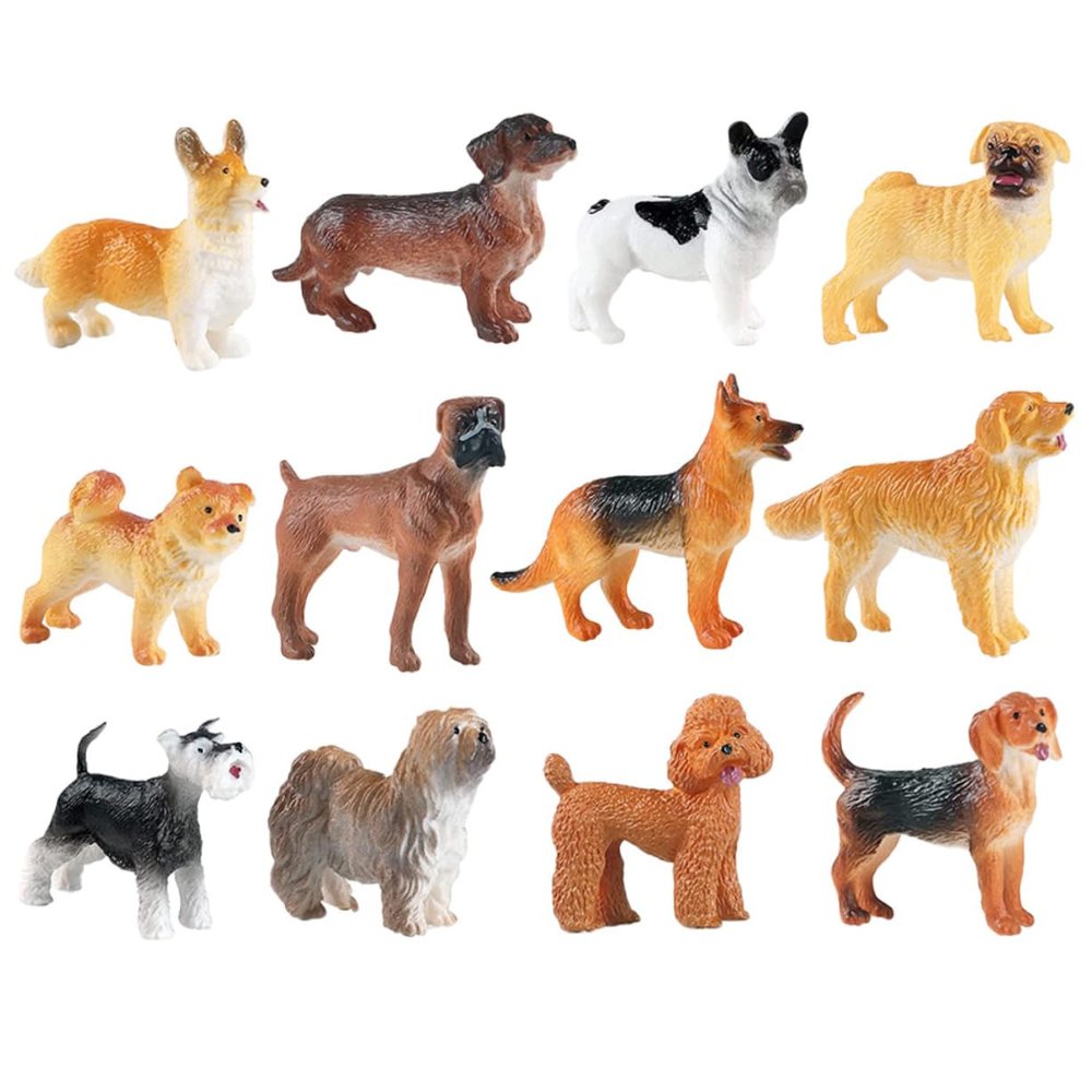 Abaodam 12Pcs Mini Dog Statue Resin Puppy Figurines Realistic Craftsmanship Lightweight Portable Decoration for Imaginative Play and Cake Toppers