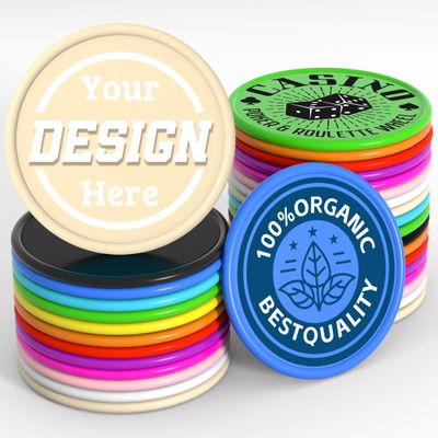 200-1000 Custom Plastic Poker Chips, Personalized Drink Token Chips, Double-Sided Color Print with Your Logo/Image/Text for Bar, Party, Events, Weddings, Schools, Promotions & Coupons (Beige)