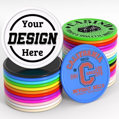 200-1000 Custom Plastic Poker Chips, Personalized Drink Token Chips, Double-Sided Color Print with Your Logo/Image/Text for Bar, Party, Events, Weddings, Schools, Promotions & Coupons (White)