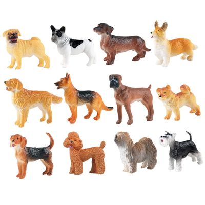 Abaodam 12Pcs Resin Puppy Models Mini Dog Figurines for Colorful Sculpture for Imaginative Play Party Favor and Home Decoration Accessories